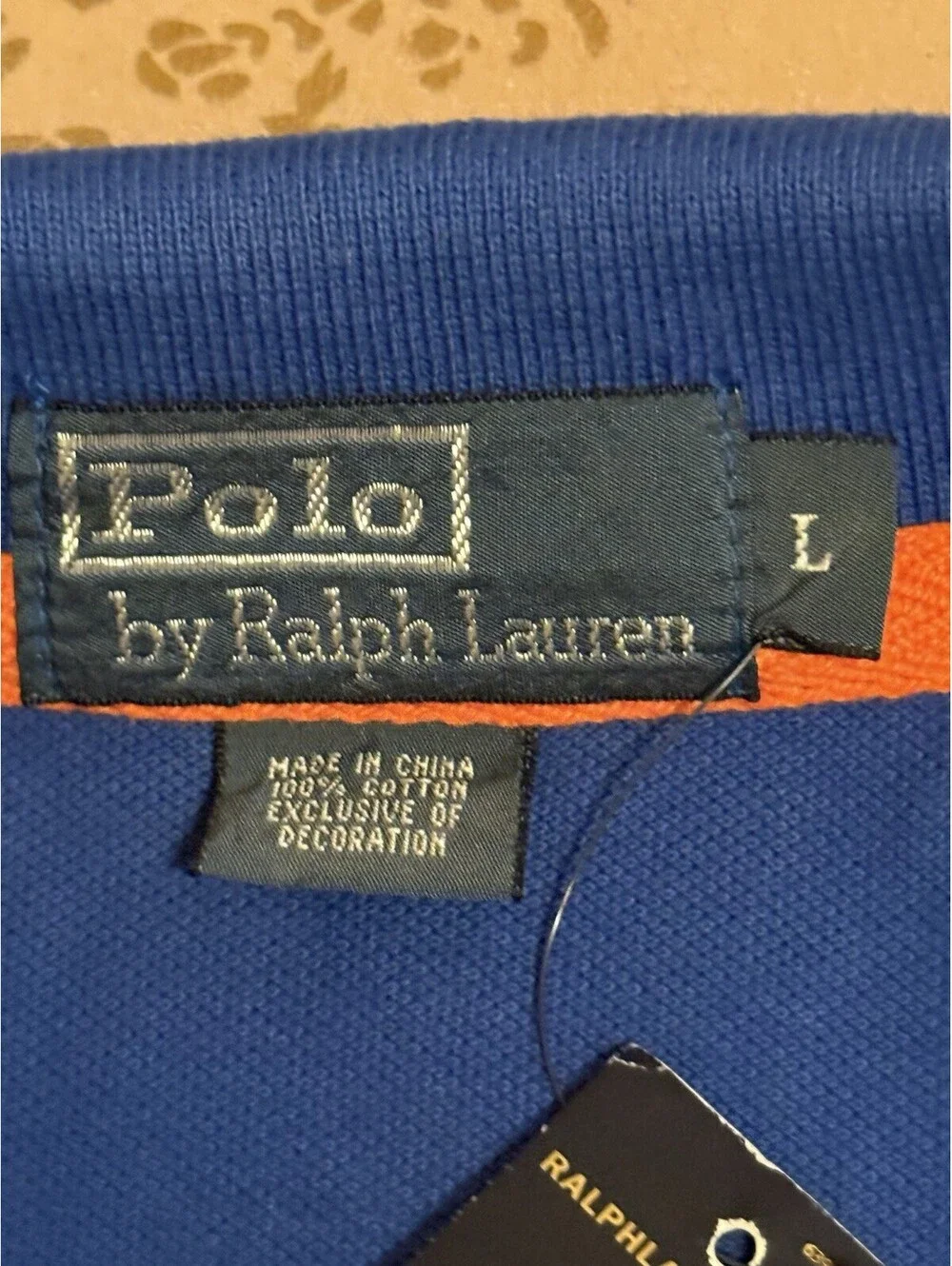 Polo Ralph Lauren Cross Mallet Logo Embroidered Polo Shirt Size L Blue